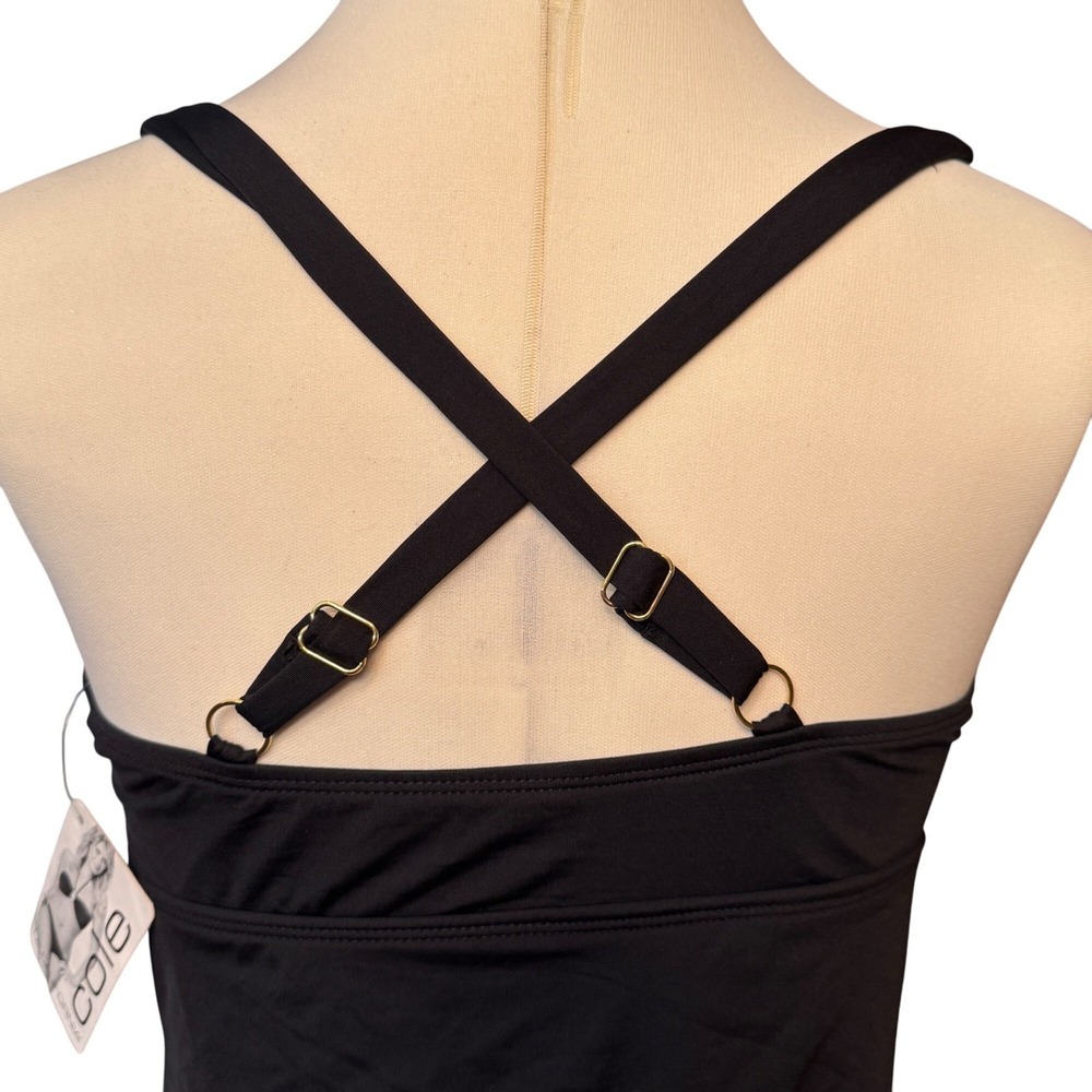 Cole of California Tankini Top Women Medium Black Swimsuit Convertible NEW - Picture 6 of 15